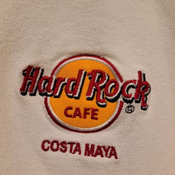 Vintage Hard Rock Cafe Costa Maya Mexico White Polo Shirt Embroidered Logo sz XL - Picture 8 of 9